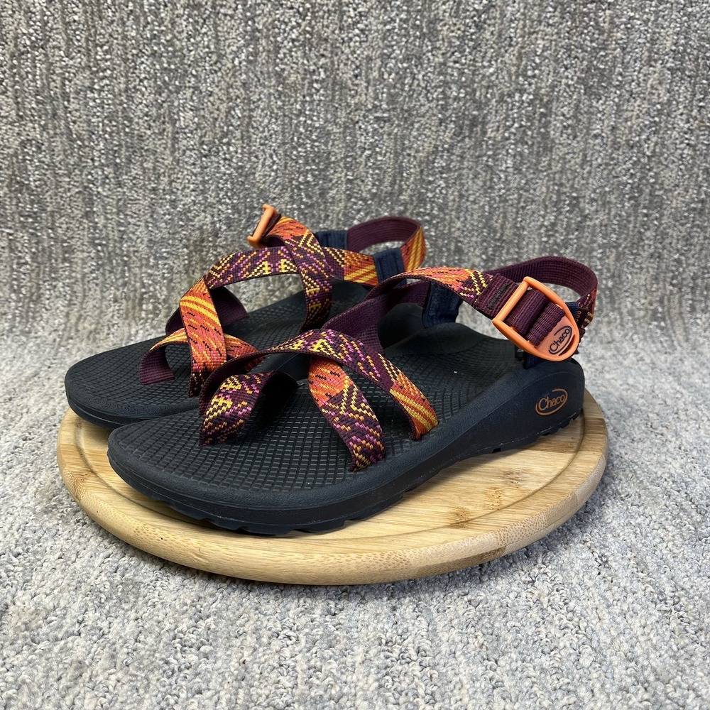 Chaco Mega Z/Cloud Sandals Womens Size 8 Hiking Red Flare Buckle Wide Strap Used